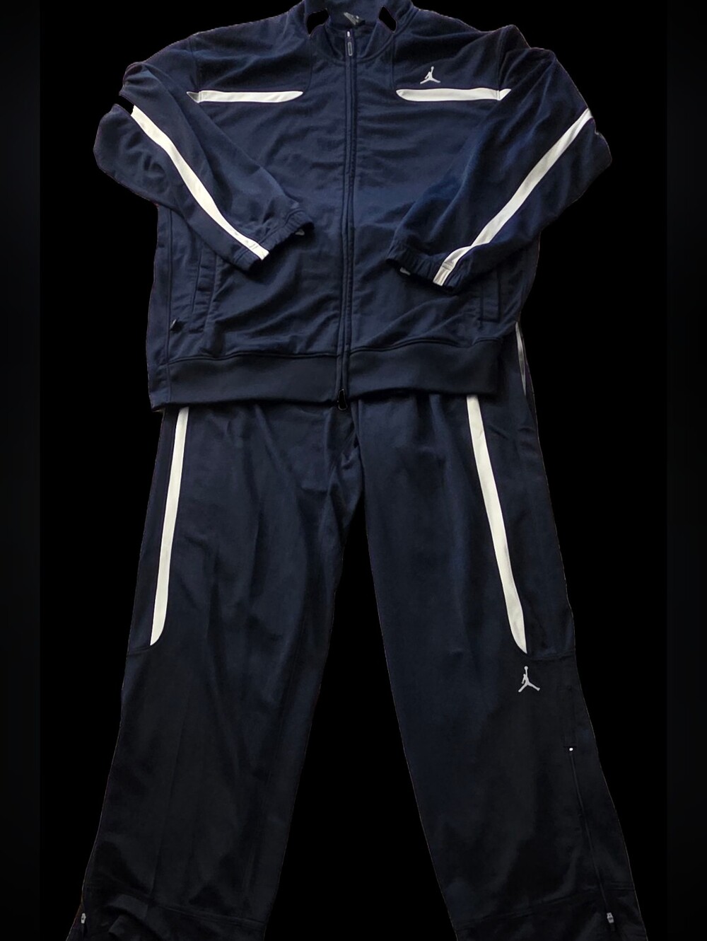 Jordan Navy Blue Track Pants with White Stripes